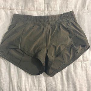 Lululemon Army Green Shorts With Mesh Trim